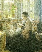 Laurits Tuxen kunstnerens moder bertha tuxen med barnebarnet nina France oil painting artist